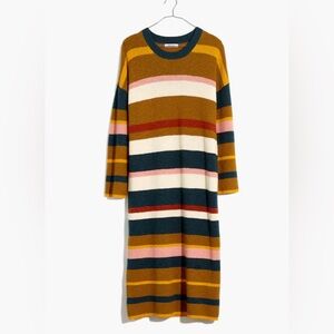 Madewell $118 Drop-Shoulder Sweater Midi Dress in Stripe womens size XS
